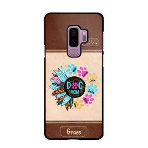 Personalized Dog Mom Sunflower & Dog Name Dog Lovers Gift Leather Phonecase Printed 23APR-BQT21