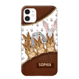 Personalized Rabbit & Name Bunny Lovers Gift Leather Phonecase Printed 23APR-HQ24