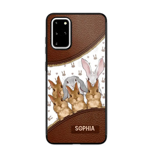 Personalized Rabbit & Name Bunny Lovers Gift Leather Phonecase Printed 23APR-HQ24