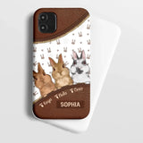 Personalized Rabbit & Name Bunny Lovers Gift Leather Phonecase Printed 23APR-HQ24