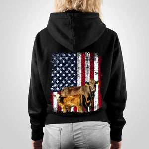 Personalized Upload Your Cattle Photo US Flag Hoodie Printed 23MAY-TB09