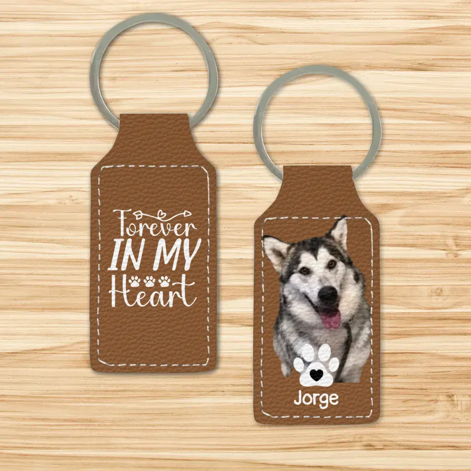 Personalized Upload Your Dog Photo Fur Mama Dog Mom Leather Keychain Printed QTDT1803