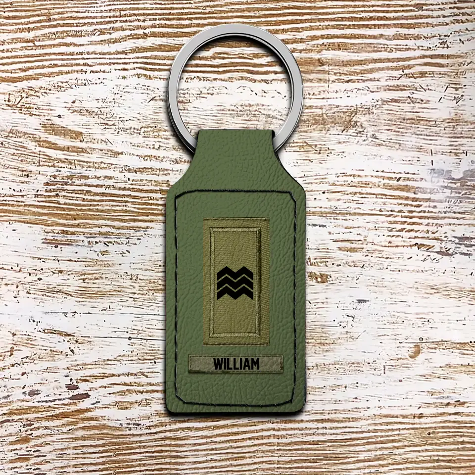 Personalized Irish Veteran/ Solider Rank Leather Keychain Printed QTHQ1811