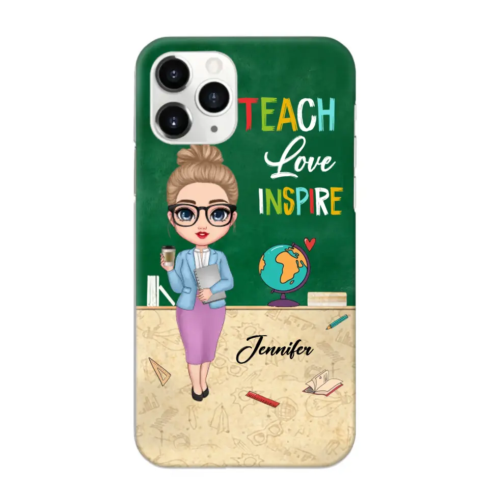 Personalized Doll Teacher Chibi Teach Love Inspire Phonecase Teacher Gifts