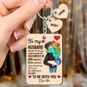 Personalized To My Husband The Day I Met You I Found My Missing Piece You Complete Me And Make Me A Better Person Couple Wood Keychain Printed PNHQ2305