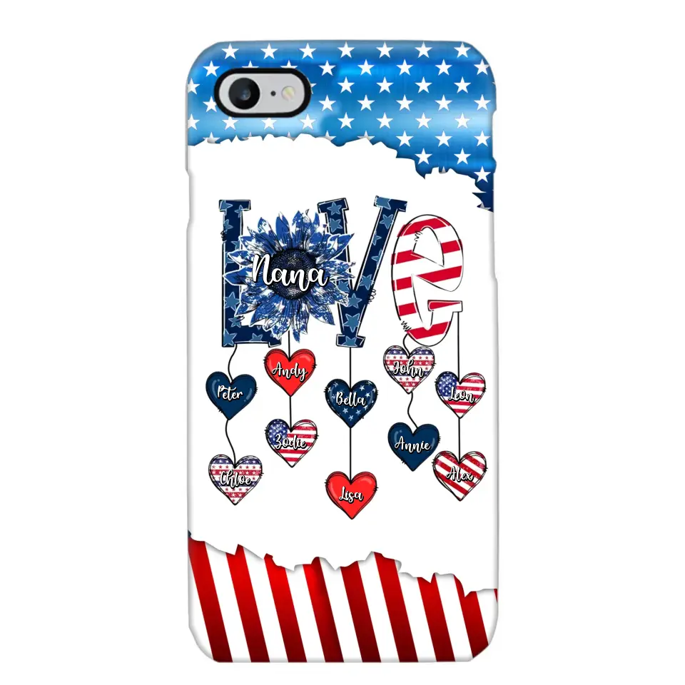 Personalized Grandma Love Kid Independence Day Family Gifts Phonecase Printed TNDT2705