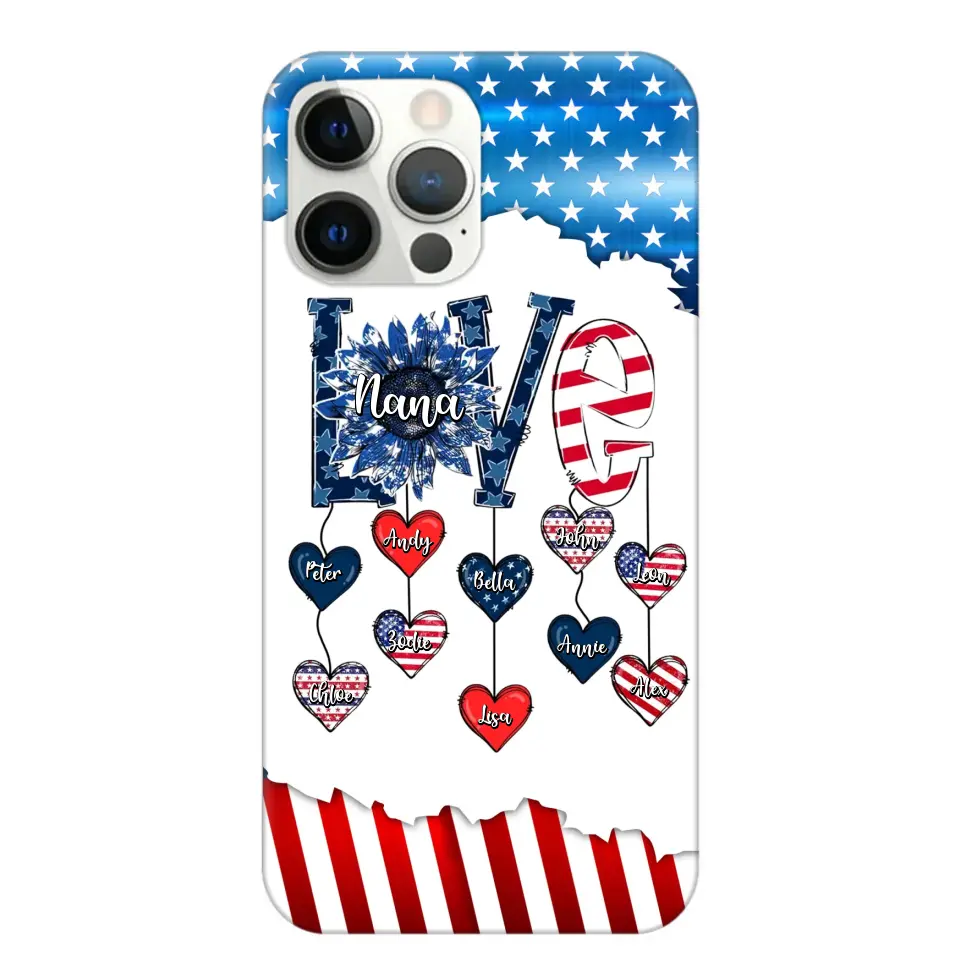 Personalized Grandma Love Kid Independence Day Family Gifts Phonecase Printed TNDT2705