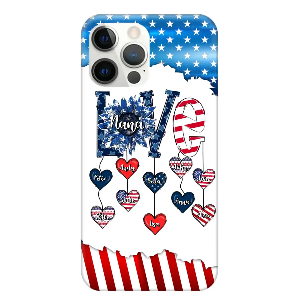 Personalized Grandma Love Kid Independence Day Family Gifts Phonecase Printed TNDT2705