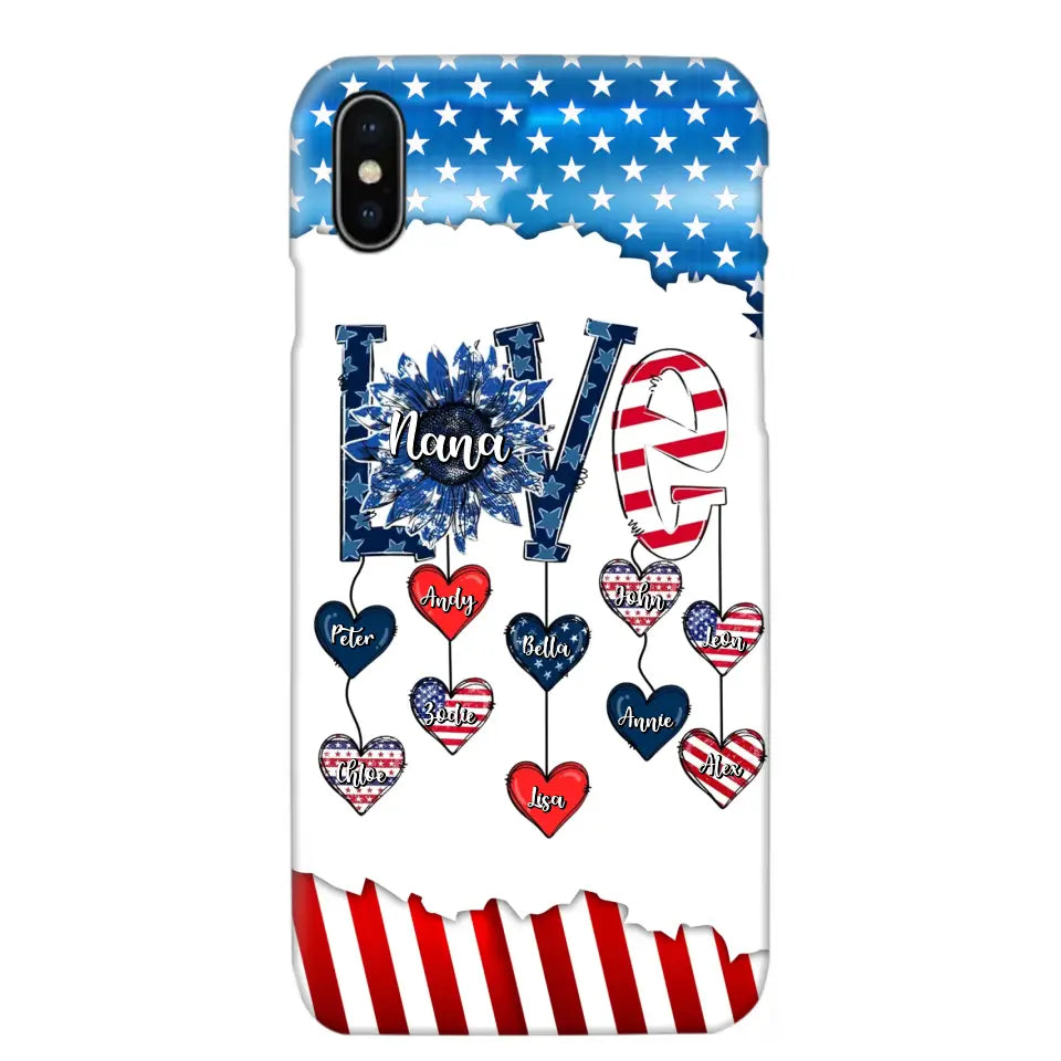 Personalized Grandma Love Kid Independence Day Family Gifts Phonecase Printed TNDT2705