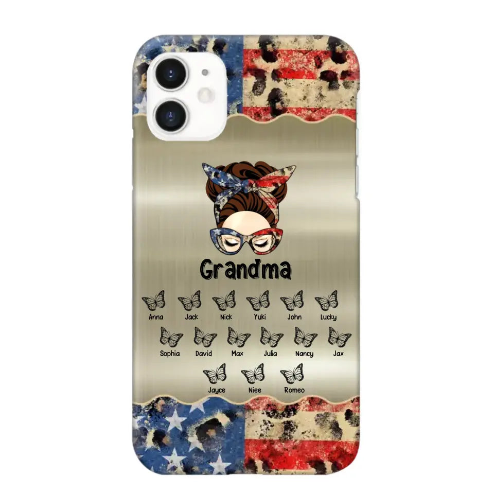 Personalized Grandma With Kids Flag Leopard Phone Case  Printed QTPN0606