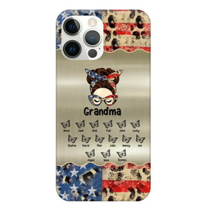 Personalized Grandma With Kids Flag Leopard Phone Case  Printed QTPN0606