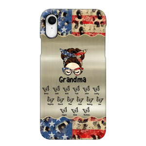 Personalized Grandma With Kids Flag Leopard Phone Case  Printed QTPN0606