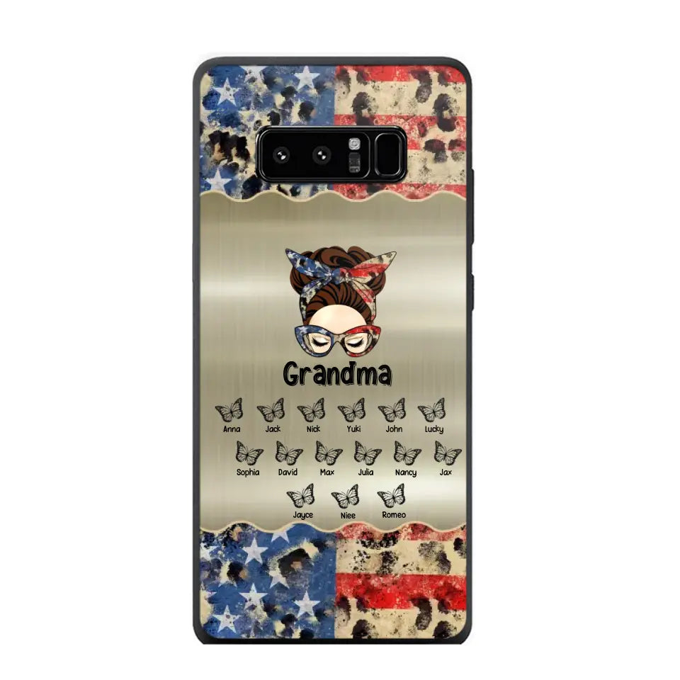 Personalized Grandma With Kids Flag Leopard Phone Case  Printed QTPN0606