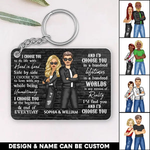 Personalized I Choose You Husband And Wife Couple Acrylic Keychain Printed QTHQ0706