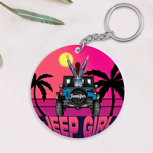 Personalized Jeep Girl Sunset Acrylic Keychain Printed MTHQ0706