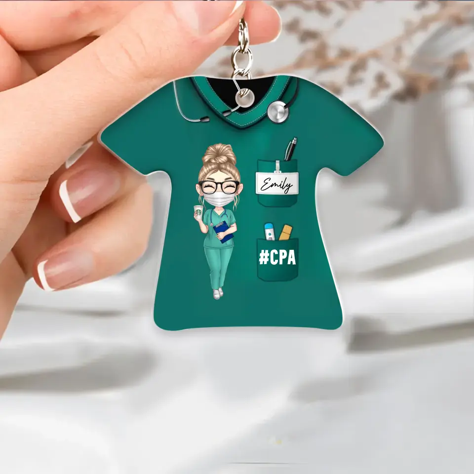 Personalized Nurse with Name Gift For Nurses Acrylic Keychain Printed HTHBQT0606