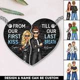 Personalized From Our First Kiss Till Our Last Breath Matching Couple Acrylic Keychain Printed QTHQ0906