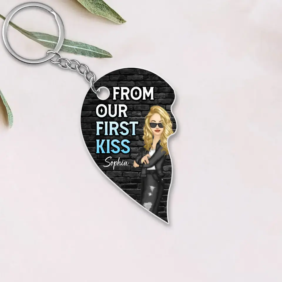 Personalized From Our First Kiss Till Our Last Breath Matching Couple Acrylic Keychain Printed QTHQ0906