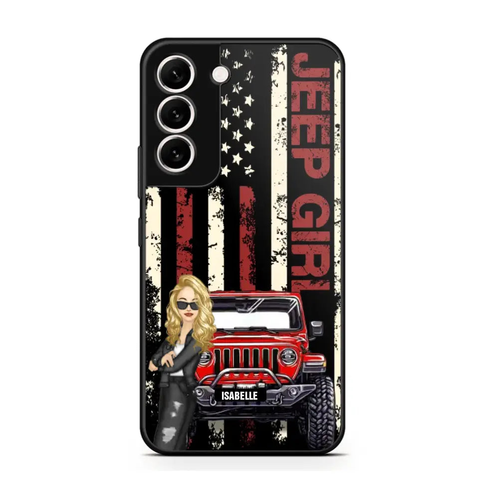 Personalized Jeep Girl Flag Phone Case Printed QTDT1206