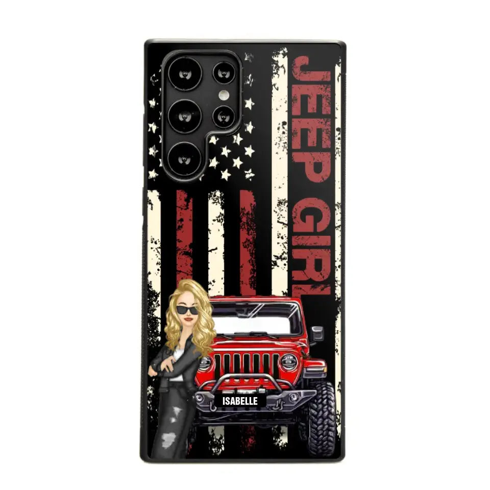 Personalized Jeep Girl Flag Phone Case Printed QTDT1206