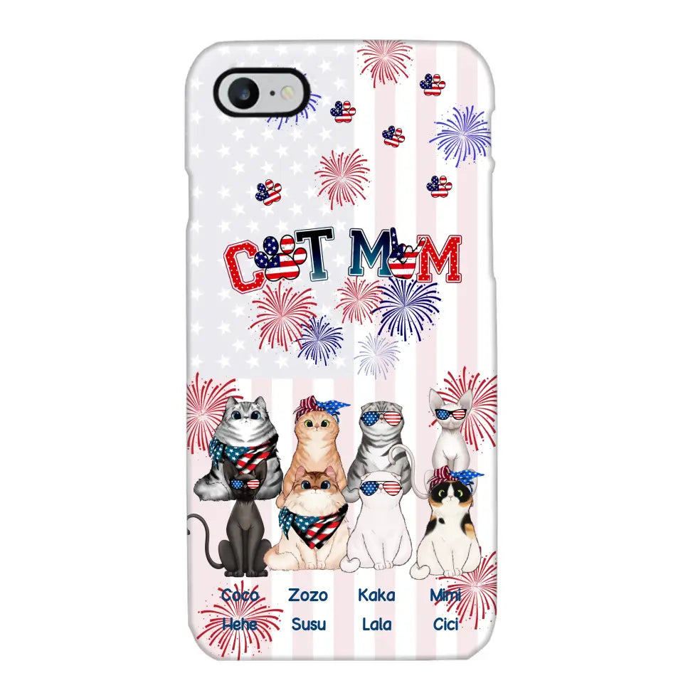 Personalized Firework Cat Mom Cat Lovers Gift Phonecase Printed HTHDT1206