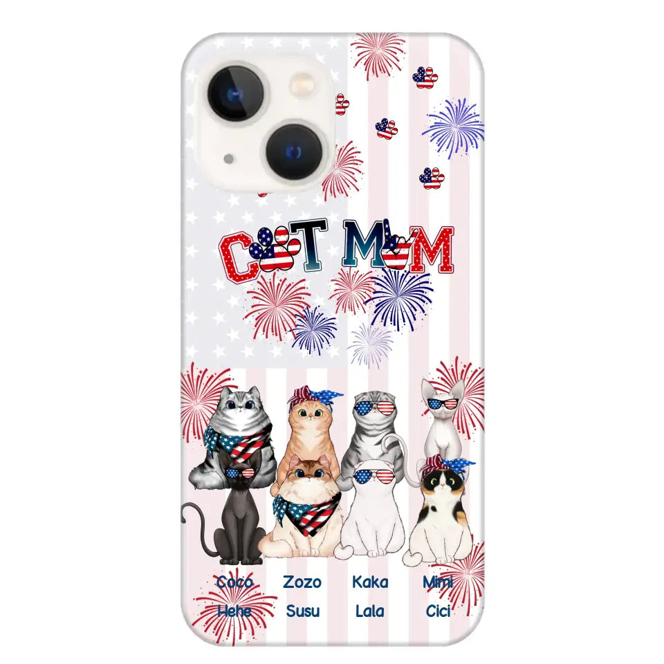 Personalized Firework Cat Mom Cat Lovers Gift Phonecase Printed HTHDT1206