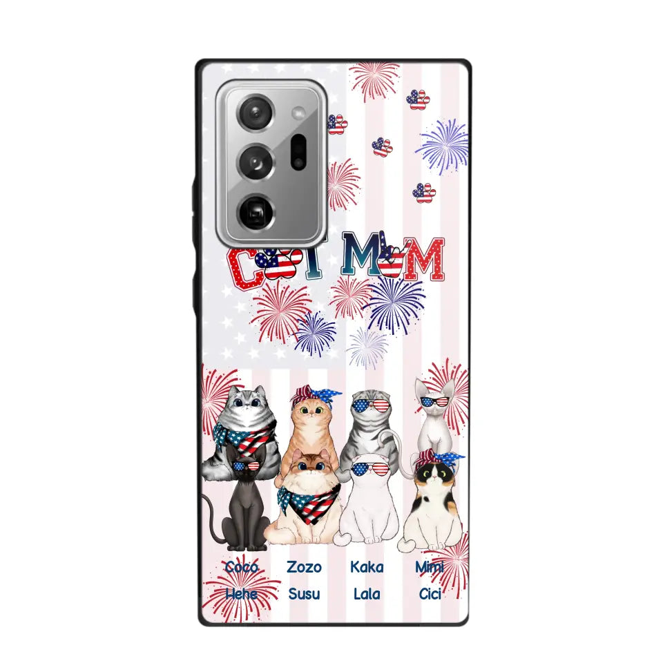 Personalized Firework Cat Mom Cat Lovers Gift Phonecase Printed HTHDT1206