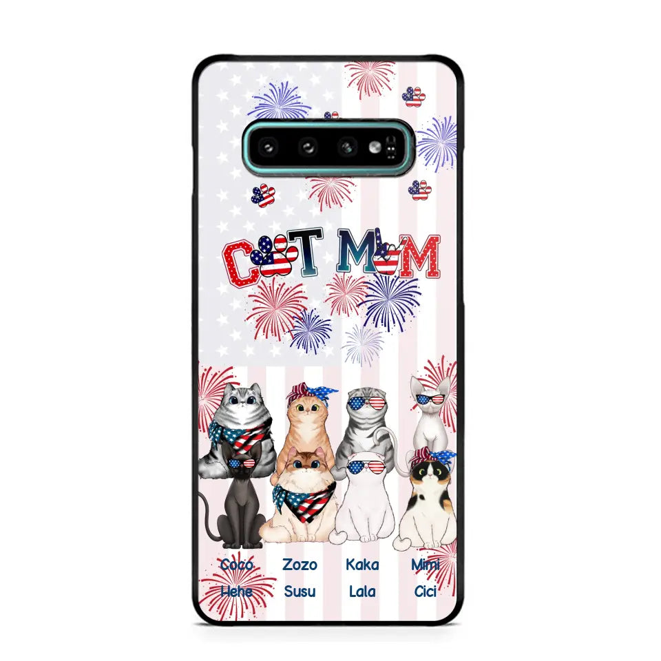 Personalized Firework Cat Mom Cat Lovers Gift Phonecase Printed HTHDT1206