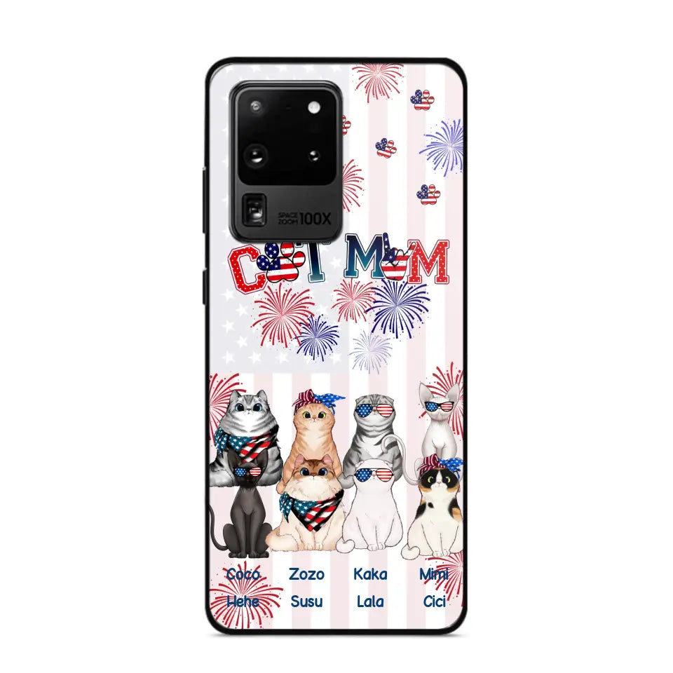 Personalized Firework Cat Mom Cat Lovers Gift Phonecase Printed HTHDT1206