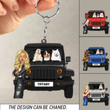 Personalized Jeep Girl with Dog Jeep Lovers Dog Lovers Acrylic Keychain Printed 23JUN-TB14