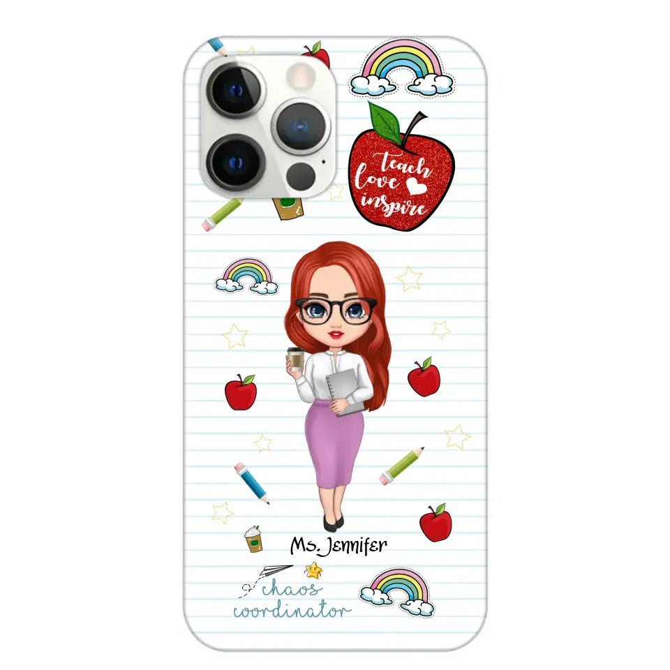 Personalized Teach Love Inspire Apple Chaos Coodinator Teacher Name Phonecase Printed HTHHN1606