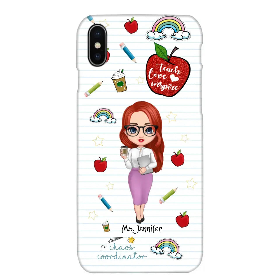 Personalized Teach Love Inspire Apple Chaos Coodinator Teacher Name Phonecase Printed HTHHN1606