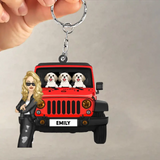 Personalized Jeep Girl with Dog Jeep Lovers Dog Lovers Acrylic Keychain Printed 23JUN-TB14