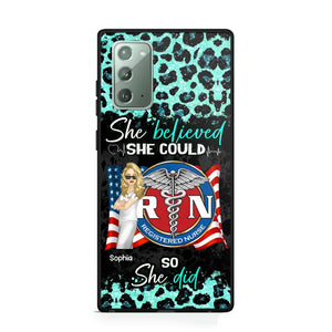 Personalized She Believed She Could So She Did Nurse Flag Phonecase Printed HTHHQ1606