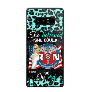 Personalized She Believed She Could So She Did Nurse Flag Phonecase Printed HTHHQ1606