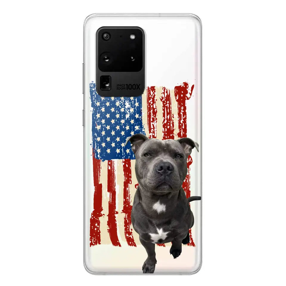 Personalized Upload Your Dog Photo Flag with Name Silicon Phonecase MTHDT1906