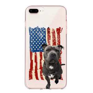 Personalized Upload Your Dog Photo Flag with Name Silicon Phonecase MTHDT1906