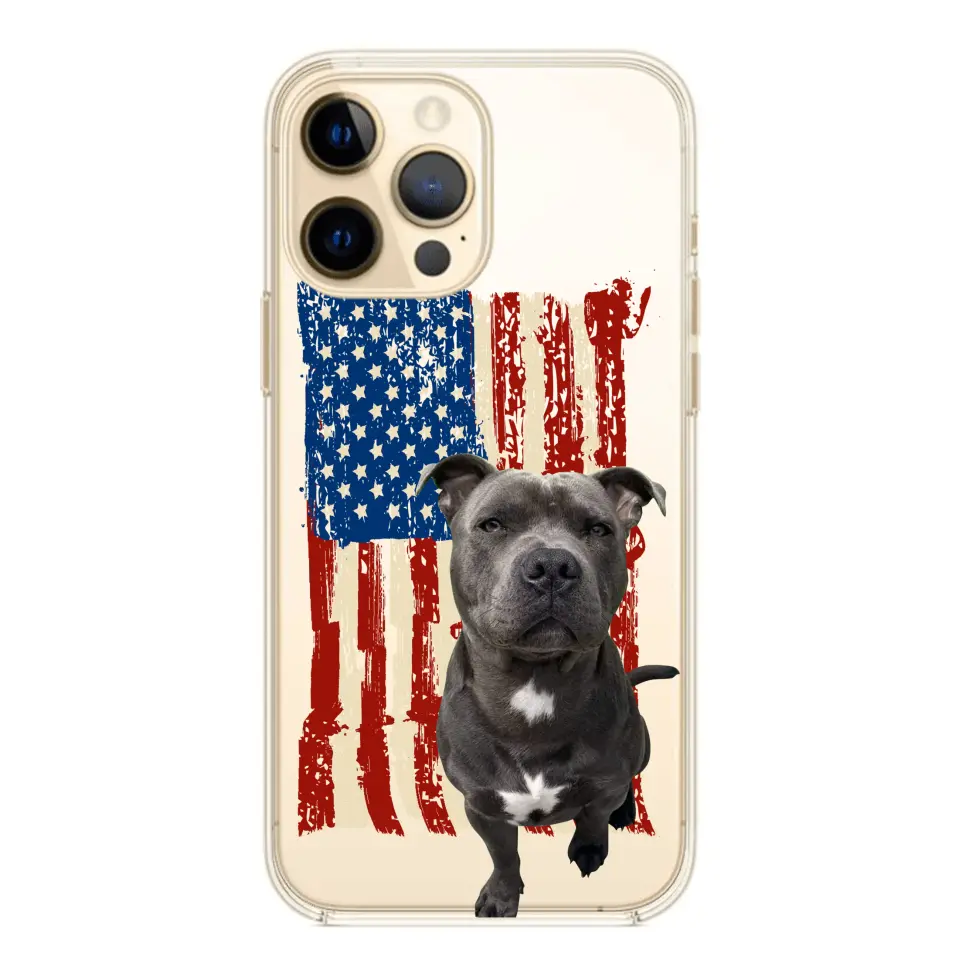 Personalized Upload Your Dog Photo Flag with Name Silicon Phonecase MTHDT1906