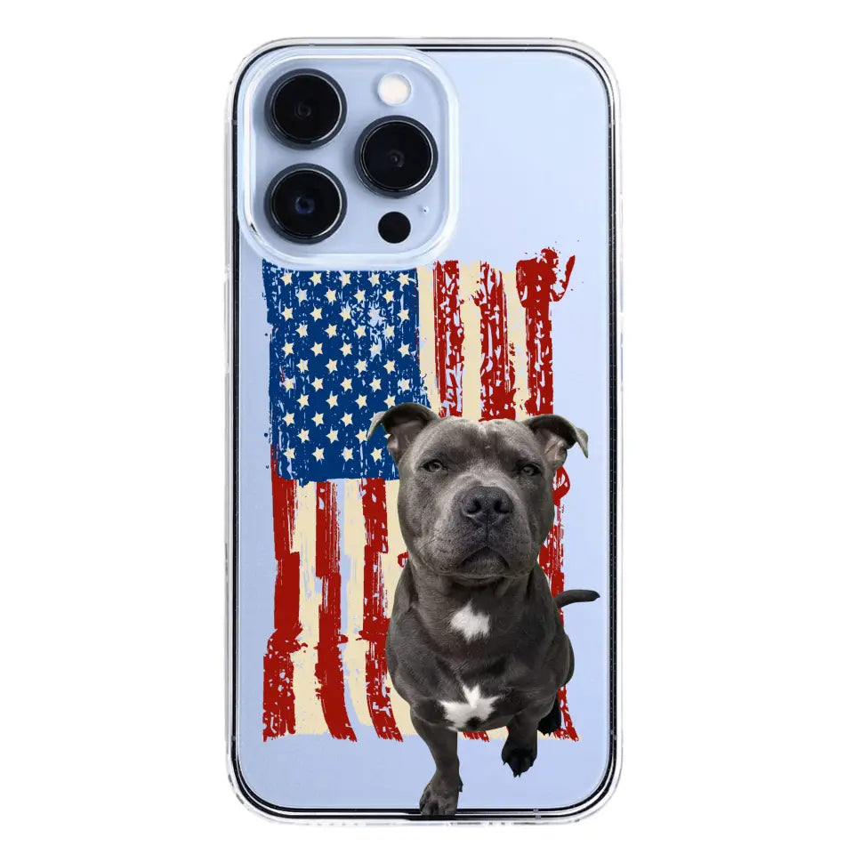 Personalized Upload Your Dog Photo Flag with Name Silicon Phonecase MTHDT1906