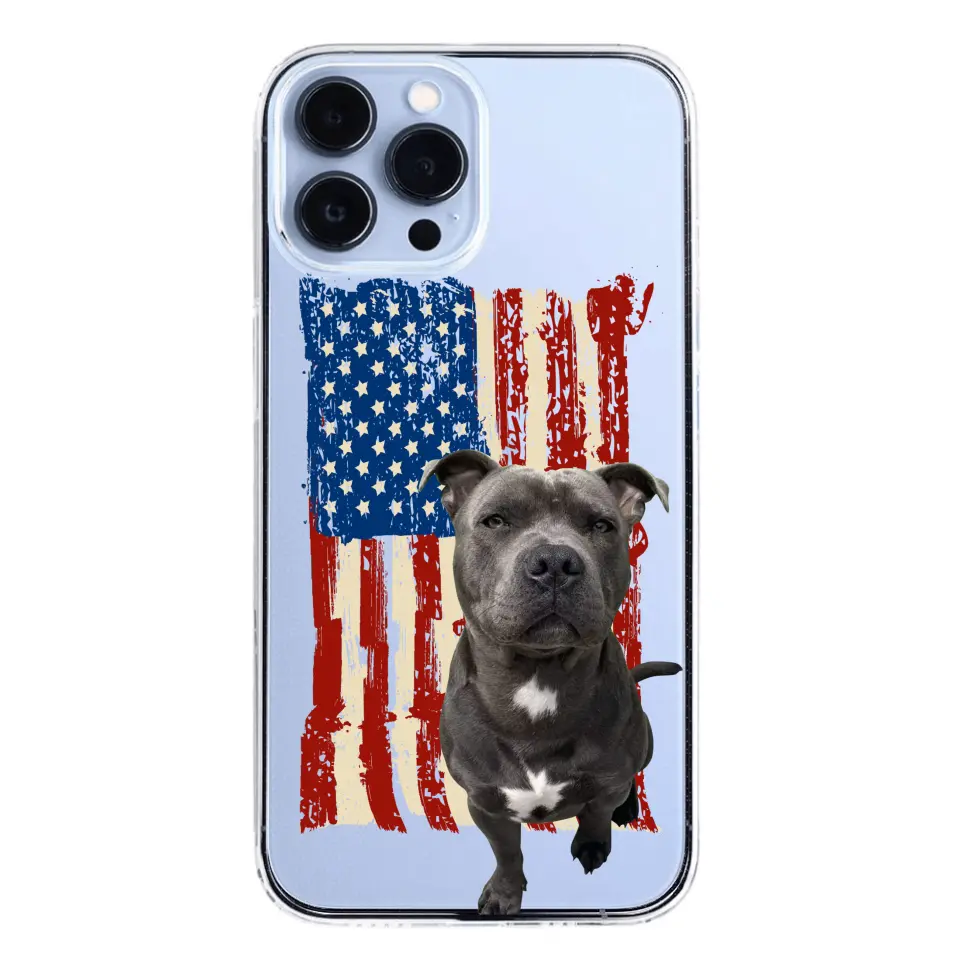 Personalized Upload Your Dog Photo Flag with Name Silicon Phonecase MTHDT1906