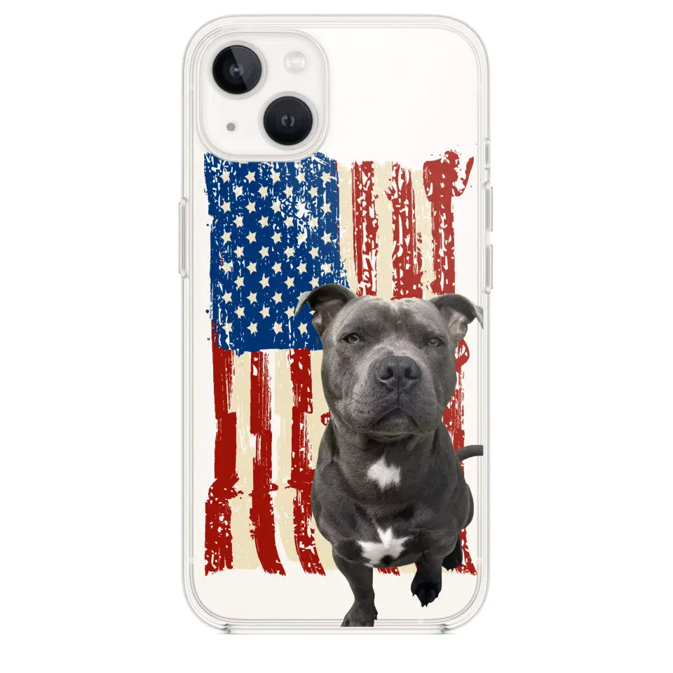 Personalized Upload Your Dog Photo Flag with Name Silicon Phonecase MTHDT1906