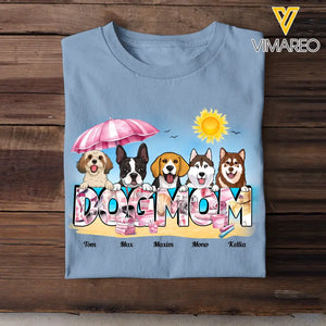 Personalized Pink Dogmom Summer Beach Gift For Dog Lovers Sumer Vacation 2D Tshirt