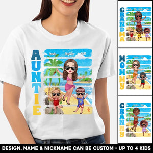 Personalized Mommy & Kid on The Beach T-shirt Printed PNHQ2706