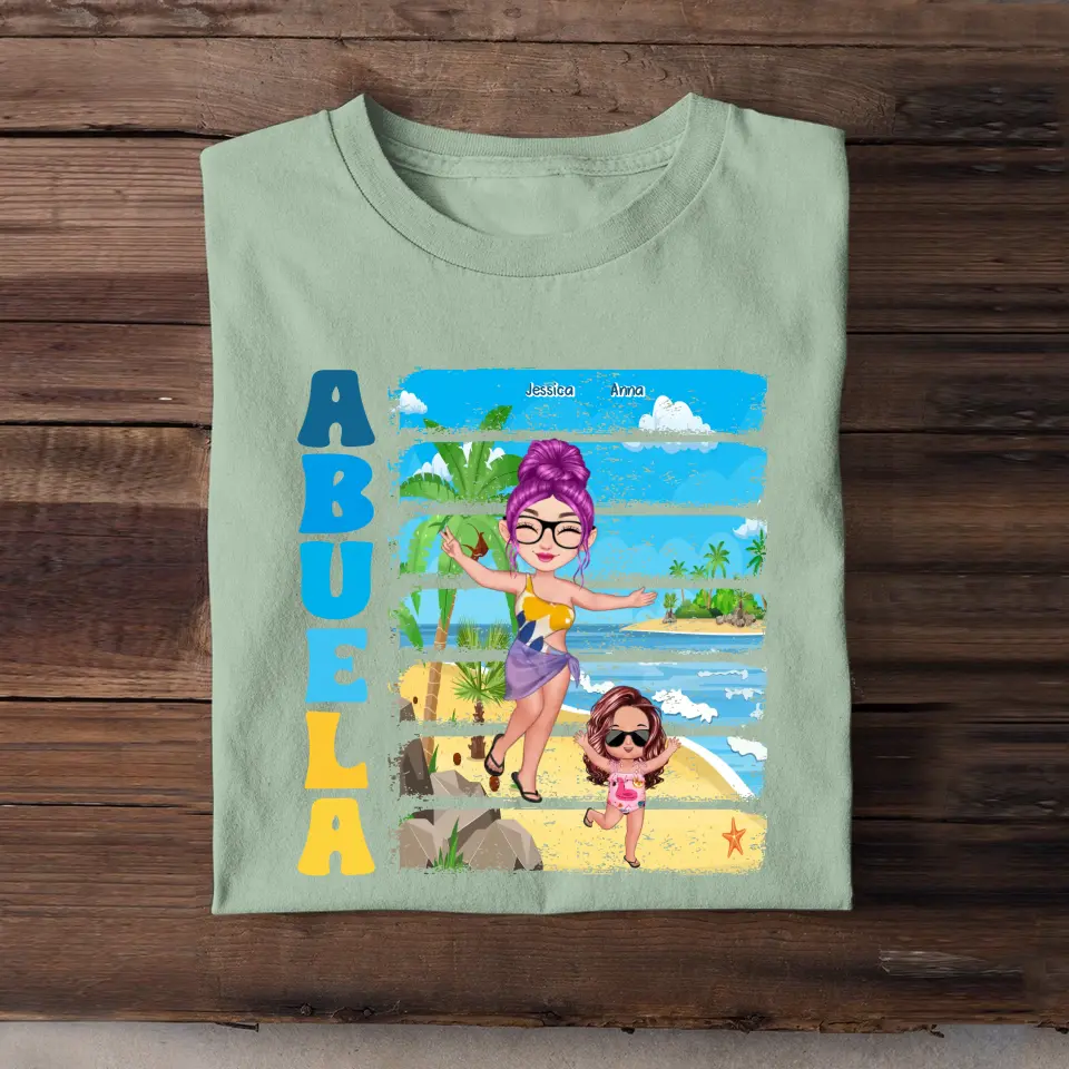 Personalized Mommy & Kid on The Beach T-shirt Printed PNHQ2706