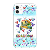 Personalized Grandma Mom Auntie Colorful Cute Turtles With Custom Kids Name Gift For Grandma Phonecase PTN2723