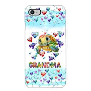 Personalized Grandma Mom Auntie Colorful Cute Turtles With Custom Kids Name Gift For Grandma Phonecase PTN2723