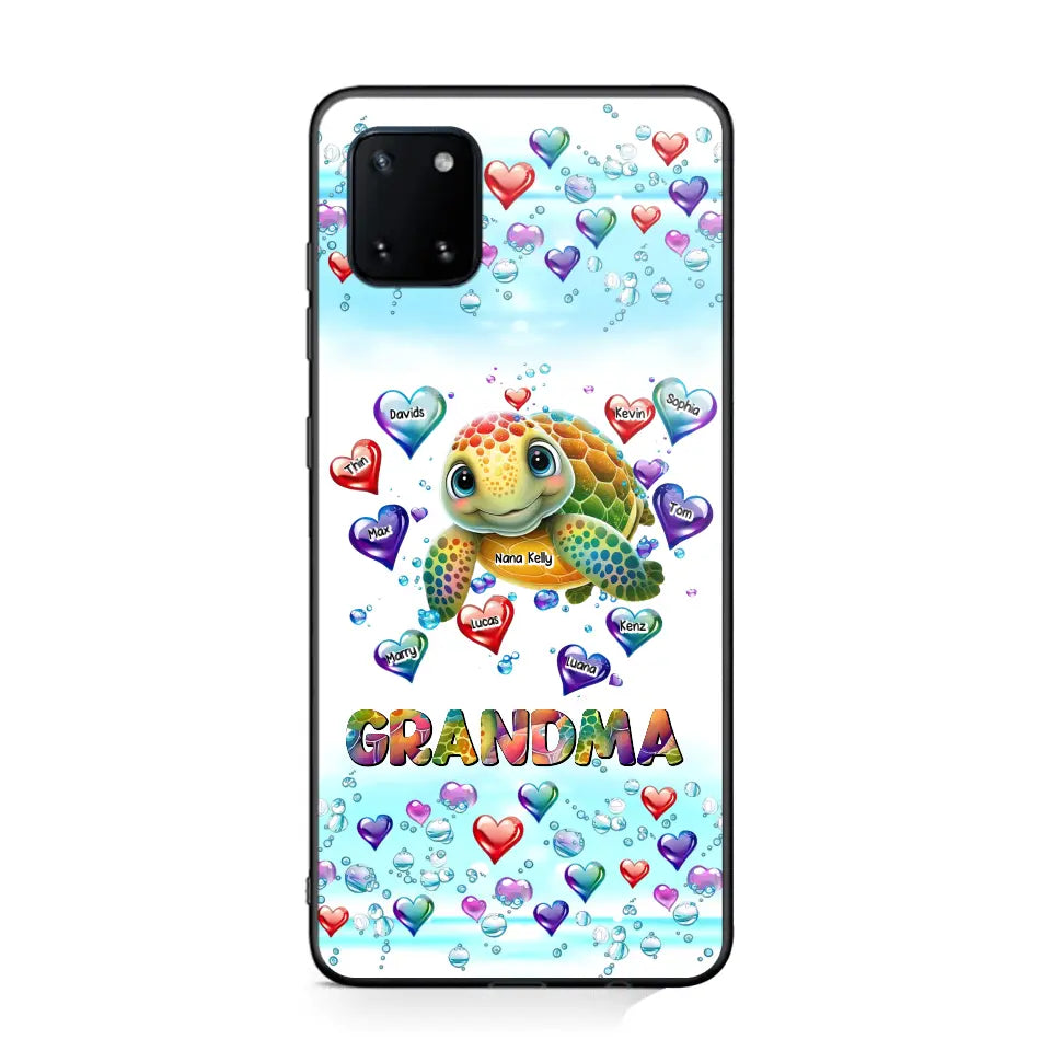 Personalized Grandma Mom Auntie Colorful Cute Turtles With Custom Kids Name Gift For Grandma Phonecase PTN2723