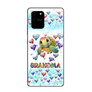 Personalized Grandma Mom Auntie Colorful Cute Turtles With Custom Kids Name Gift For Grandma Phonecase PTN2723