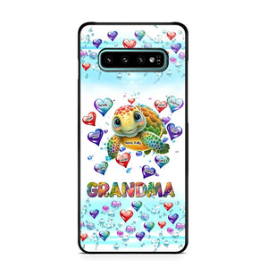 Personalized Grandma Mom Auntie Colorful Cute Turtles With Custom Kids Name Gift For Grandma Phonecase PTN2723