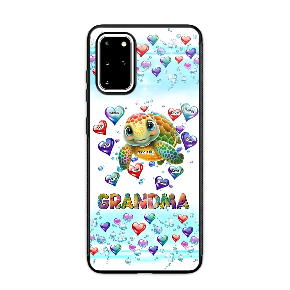 Personalized Grandma Mom Auntie Colorful Cute Turtles With Custom Kids Name Gift For Grandma Phonecase PTN2723